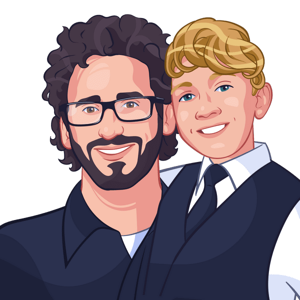 Cartoonized portrait of father and son